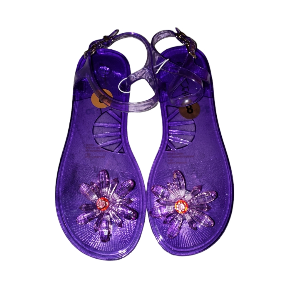 Betsey Johnson Purple Jelly Daisy Sarai Thong Sandals